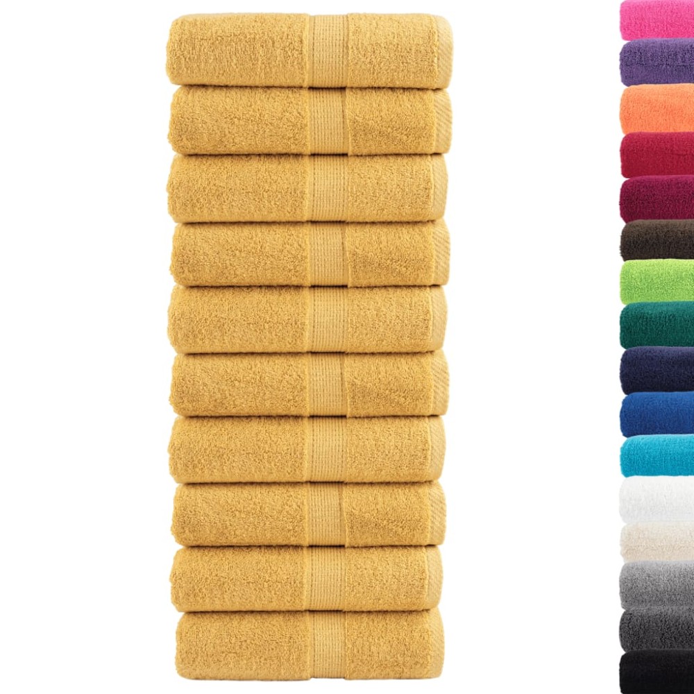 vidaXL Prosoape de baie premium SOLUND, 10 buc., aurii, 30 x 30 cm, 600 g/m²