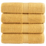 vidaXL Prosoape oaspeți premium SOLUND, 4 buc. auriu 30x50cm 600gsm