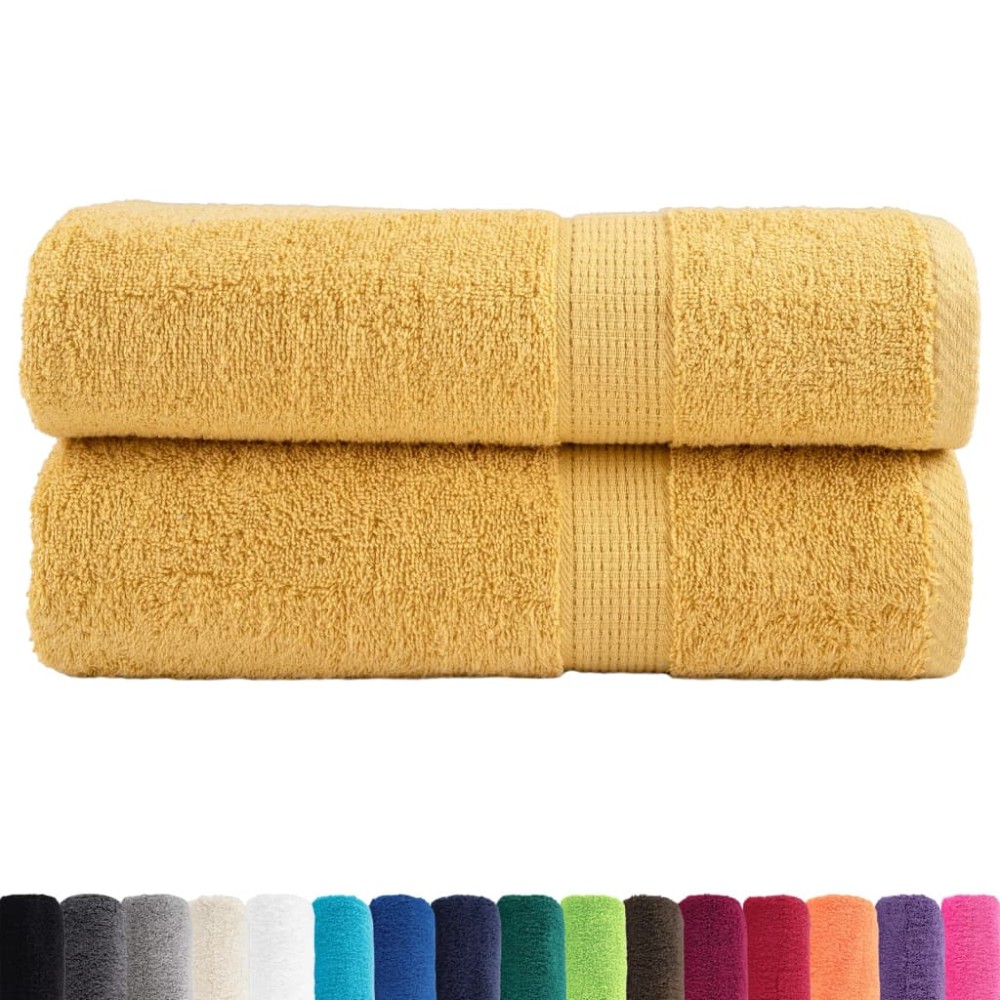 vidaXL Prosoape de mâini premium SOLUND 2 buc auriu 50x100cm 600gsm