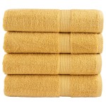 vidaXL Prosoape de duș premium SOLUND 4 buc auriu 70x140cm 600 gsm vidaXL Prosoape de duș premium SOLUND 4 buc auriu 70x140cm 600 gsm
