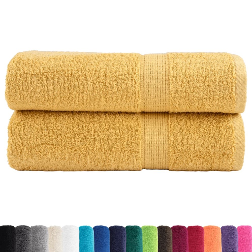 vidaXL Prosoape de baie premium SOLUND 2 buc auriu 100x150cm 600gsm