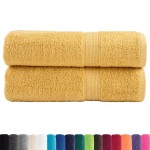 vidaXL Prosoape de baie premium SOLUND 2 buc auriu 100x150cm 600gsm vidaXL Prosoape de baie premium SOLUND 2 buc auriu 100x150cm 600gsm