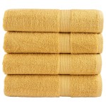 vidaXL Prosoape de baie premium SOLUND 4 buc auriu 100x150cm 600gsm vidaXL Prosoape de baie premium SOLUND 4 buc auriu 100x150cm 600gsm
