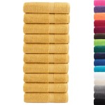 vidaXL Prosoape de baie premium SOLUND 10 buc auriu 100x150cm 600gsm vidaXL Prosoape de baie premium SOLUND 10 buc auriu 100x150cm 600gsm