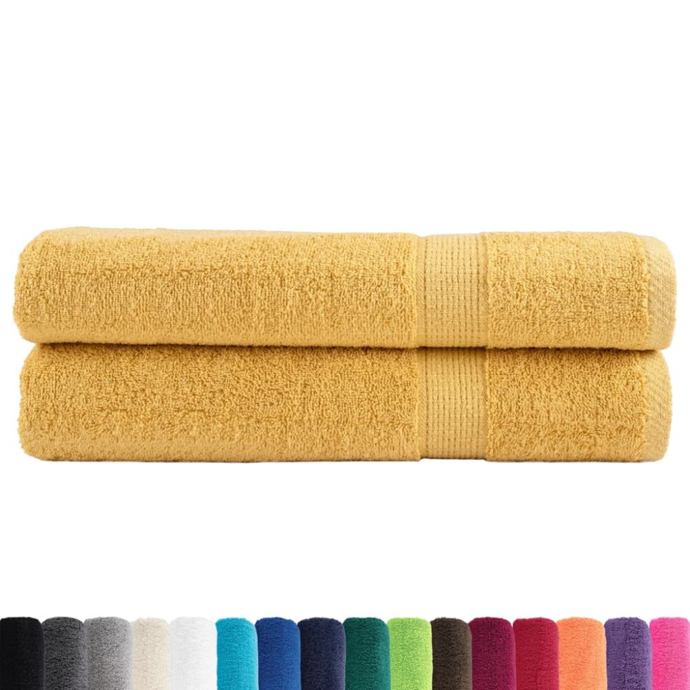 vidaXL Prosoape de saună premium SOLUND 2 buc auriu 80x200cm 600gsm