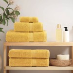 vidaXL Prosoape premium SOLUND 2 buc auriu 100x200cm 600gsm vidaXL Prosoape premium SOLUND 2 buc auriu 100x200cm 600gsm