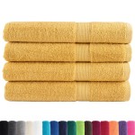 vidaXL Prosoape premium SOLUND 4 buc auriu 100x200cm 600gsm vidaXL Prosoape premium SOLUND 4 buc auriu 100x200cm 600gsm