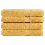 vidaXL Prosoape premium SOLUND 4 buc auriu 100x200cm 600gsm vidaXL Prosoape premium SOLUND 4 buc auriu 100x200cm 600gsm