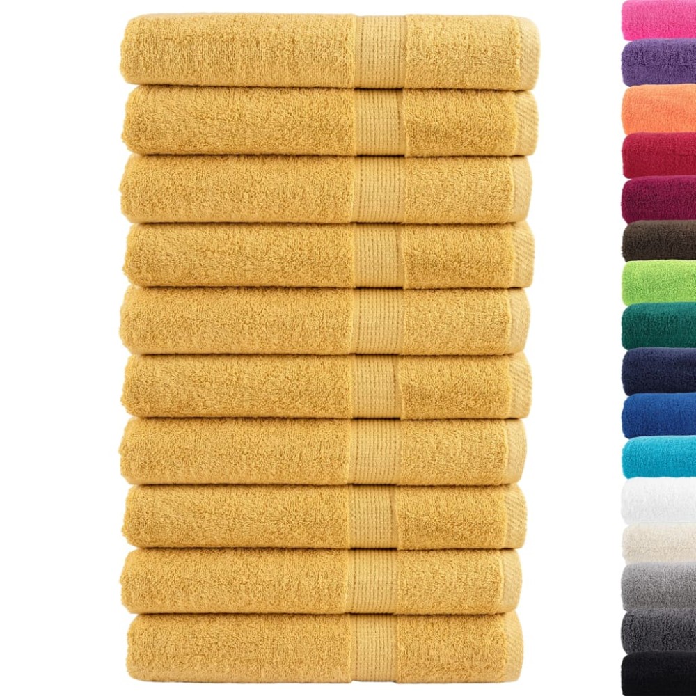 vidaXL Prosoape premium SOLUND 10 buc auriu 100x200cm 600gsm