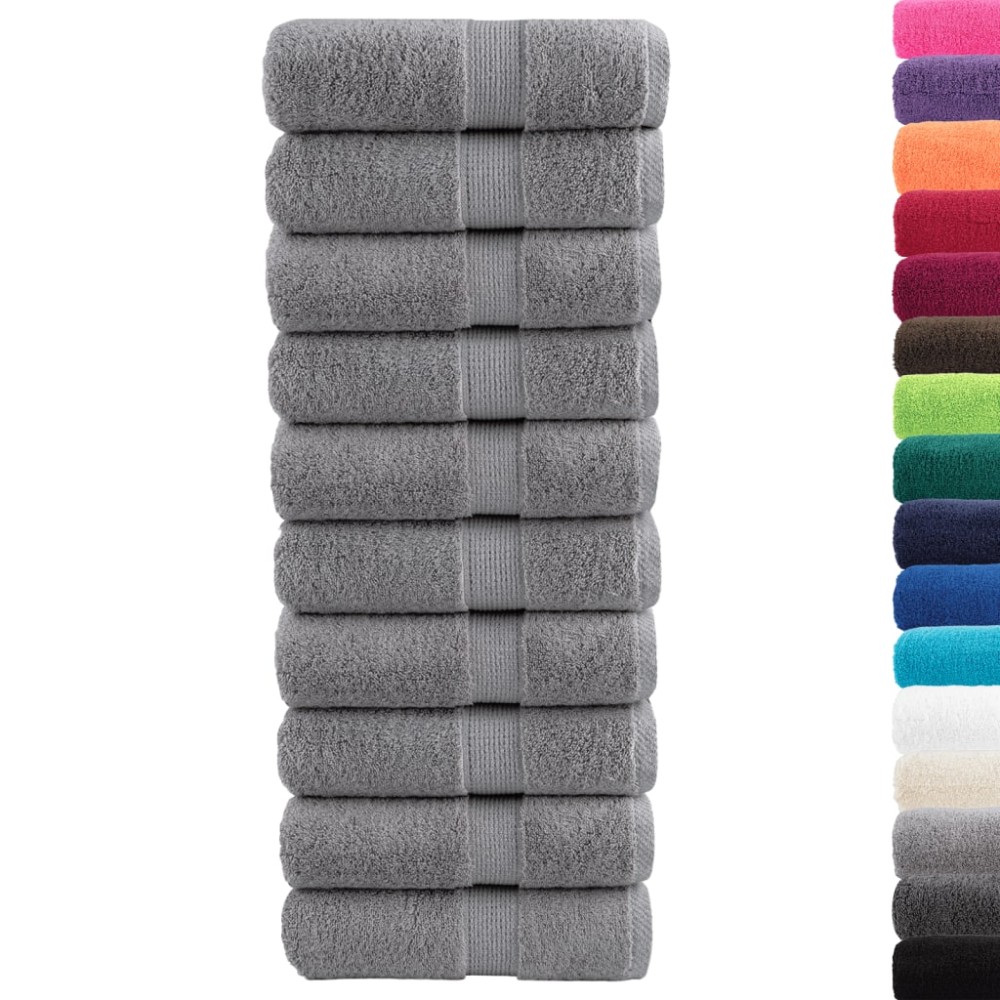 vidaXL Prosoape de baie premium SOLUND, 10 buc., gri, 30 x 30 cm, 600 g/m²