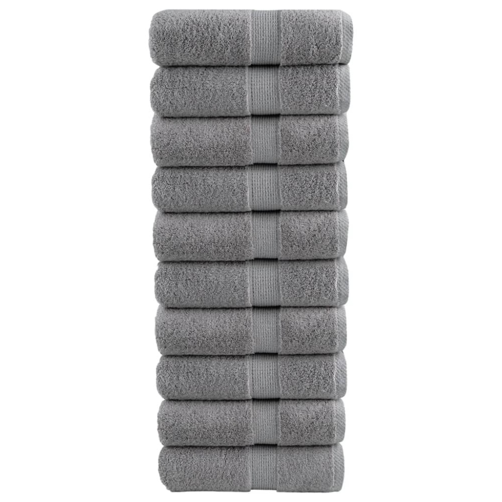 vidaXL Prosoape de baie premium SOLUND, 10 buc., gri, 30 x 30 cm, 600 g/m²