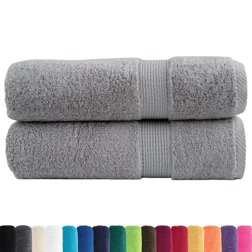 vidaXL Prosoape de baie premium SOLUND 2 buc gri 100x150cm 600gsm