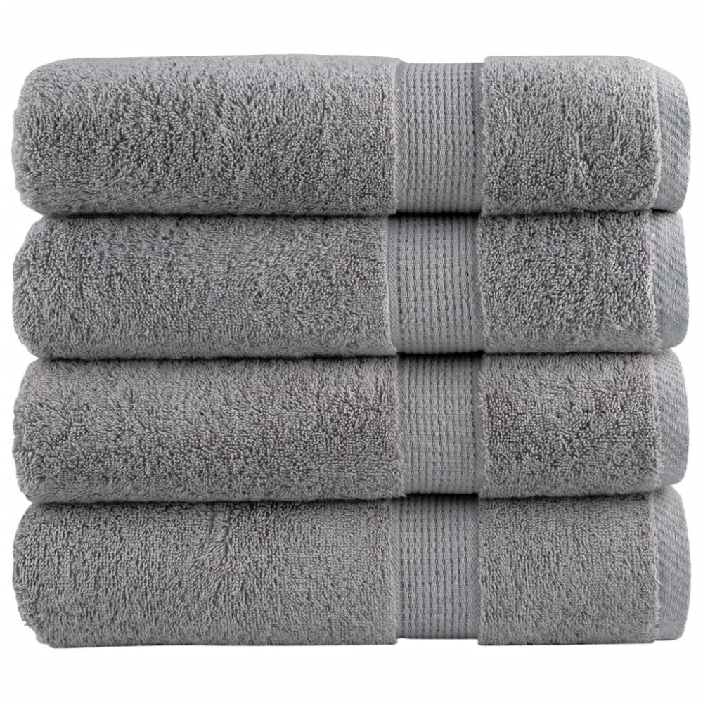 vidaXL Prosoape de baie premium SOLUND 4 buc gri 100x150cm 600gsm