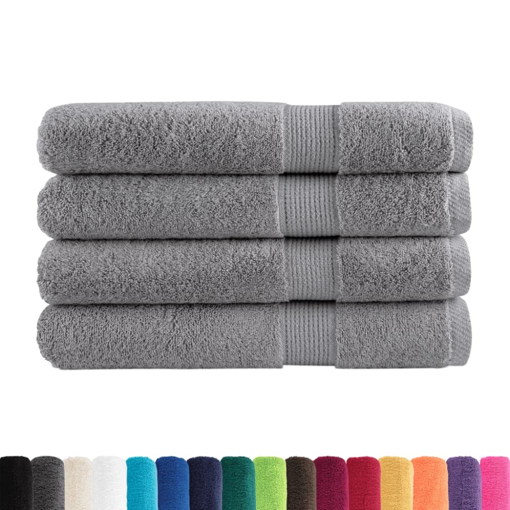 vidaXL Prosoape premium SOLUND 4 buc gri 100x200cm 600gsm
