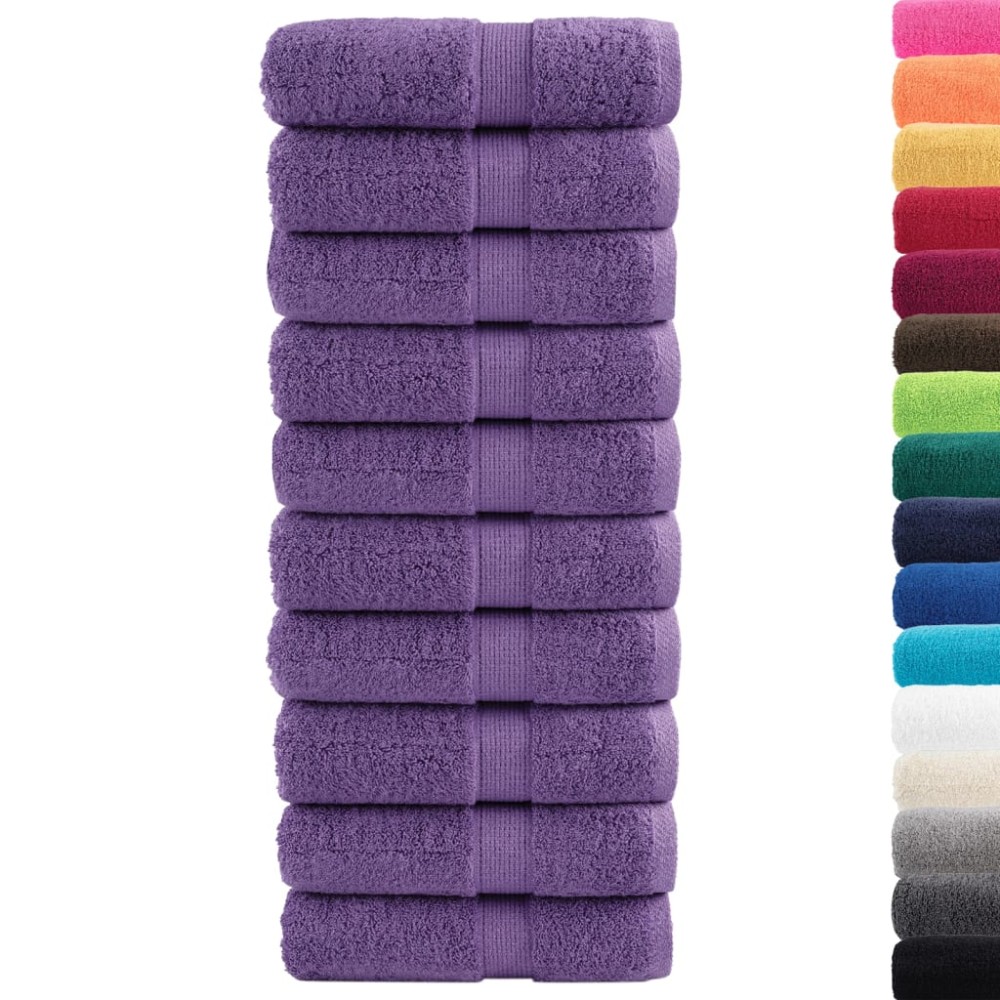 vidaXL Prosoape de baie premium SOLUND, 10 buc., violet, 30x30 cm, 600 g/m²