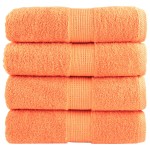 vidaXL Prosoape de baie premium SOLUND, 4 buc. portocalii, 30x30 cm, 600 g/m² vidaXL Prosoape de baie premium SOLUND, 4 buc. portocalii, 30x30 cm, 600 g/m²