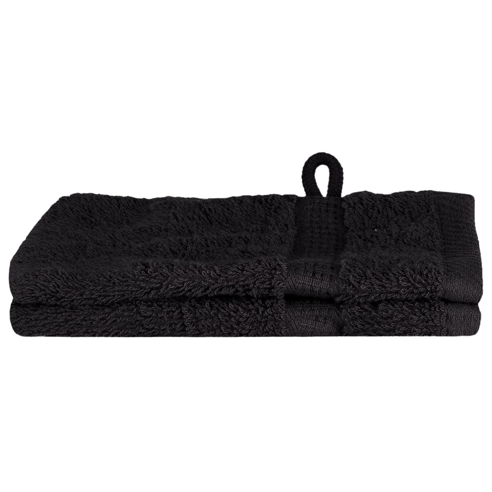 vidaXL Prosoape de baie 2 pcs Negru 15 x 21 cm Bumbac
