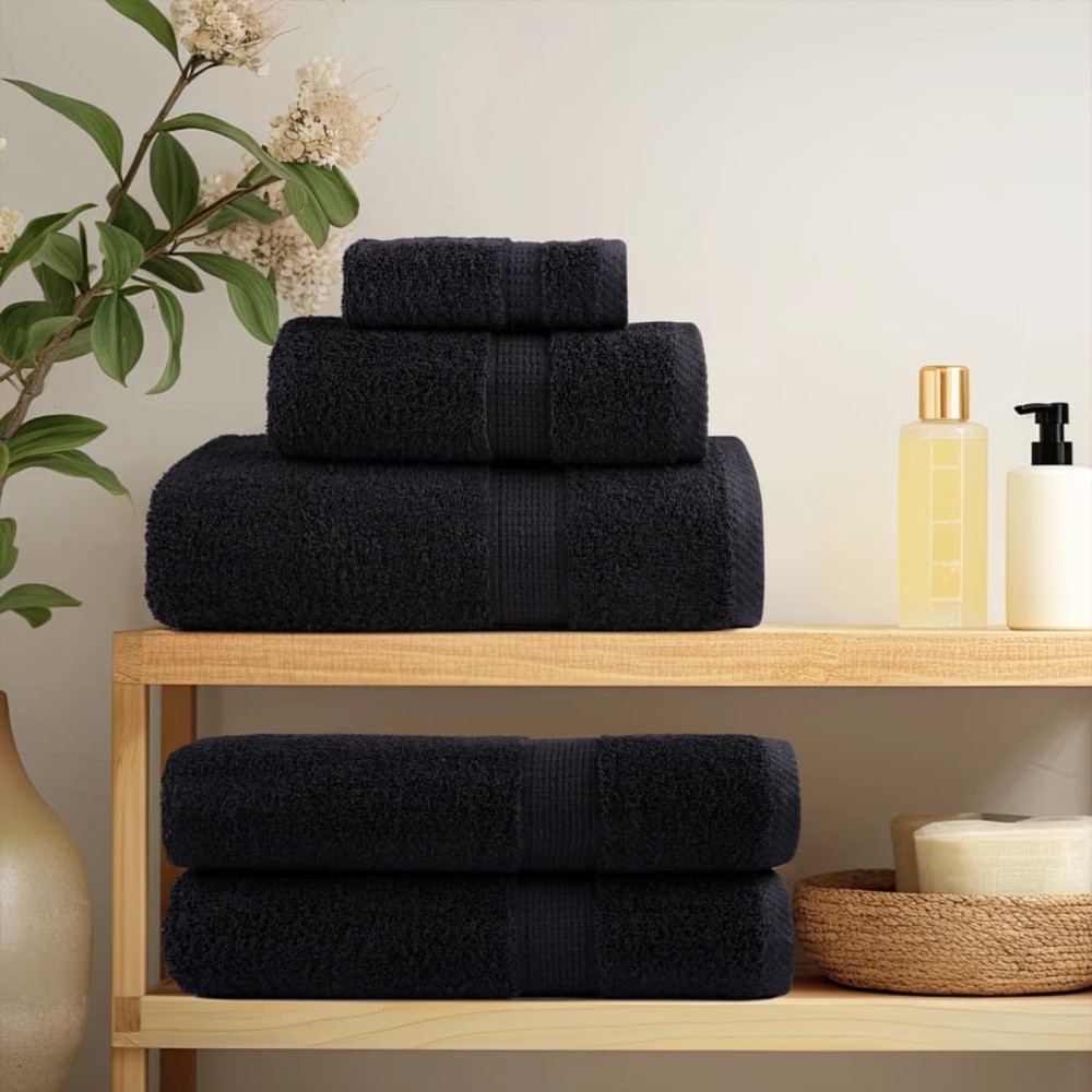 vidaXL Prosoape de baie 2 pcs Negru 15 x 21 cm Bumbac