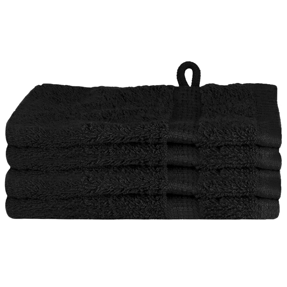 vidaXL Prosoape de baie 4 pcs Negru 15 x 21 cm Bumbac