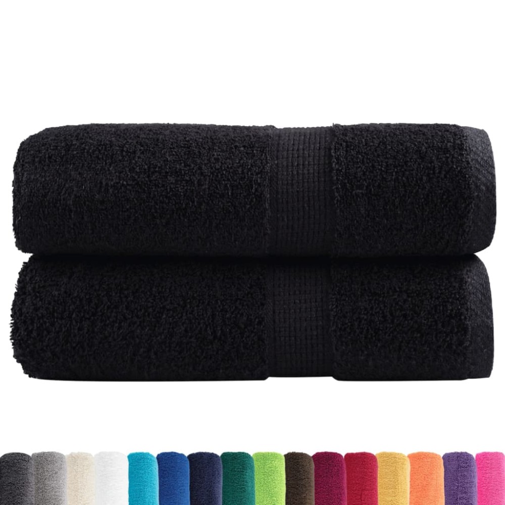 vidaXL Prosoape de baie premium SOLUND, 2 buc., negru, 30x30 cm, 600 g/m²