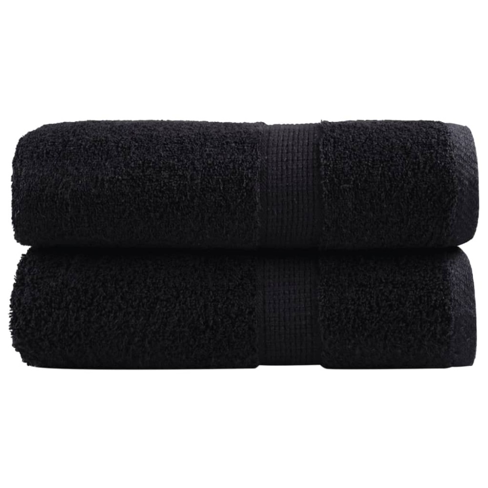 vidaXL Prosoape de baie premium SOLUND, 2 buc., negru, 30x30 cm, 600 g/m²