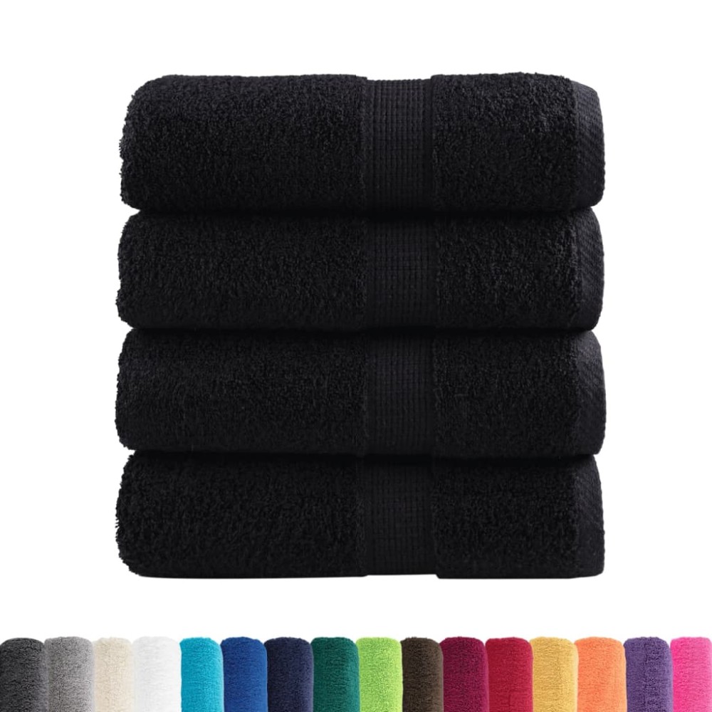 vidaXL Prosoape de baie premium SOLUND, 4 buc., negru, 30x30 cm, 600 g/m²