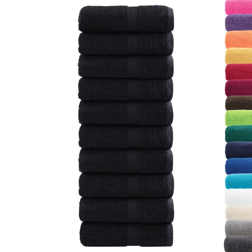 vidaXL Prosoape de baie premium SOLUND, 10 buc., negru, 30x30 cm, 600 g/m²