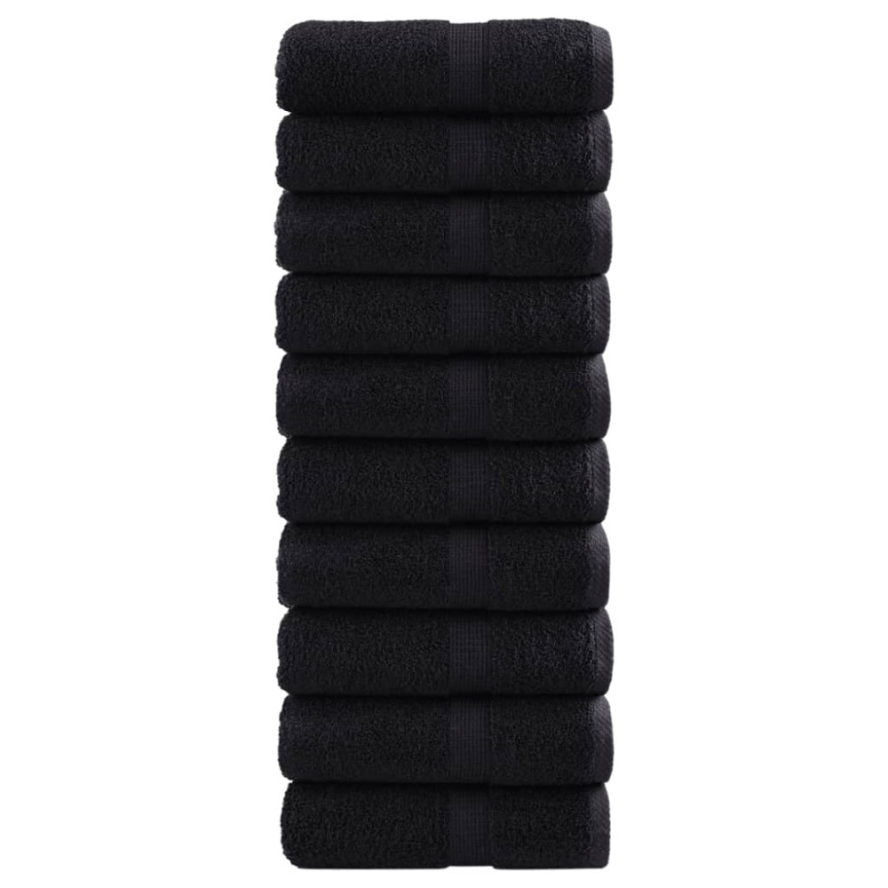 vidaXL Prosoape de baie premium SOLUND, 10 buc., negru, 30x30 cm, 600 g/m²