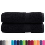 vidaXL Prosoape de duș premium SOLUND 2 buc. negru 70x140 cm 600 gsm vidaXL Prosoape de duș premium SOLUND 2 buc. negru 70x140 cm 600 gsm