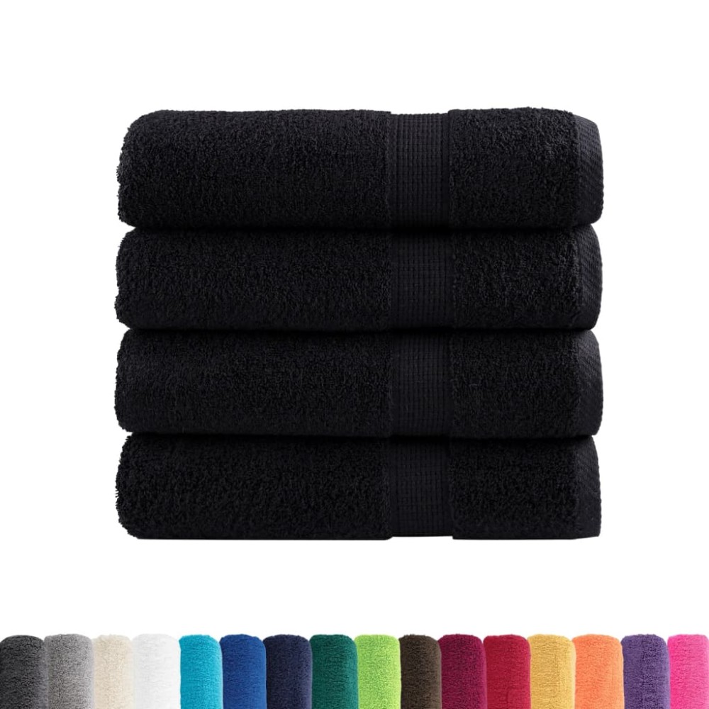 vidaXL Prosoape de duș premium SOLUND 4 buc. negru 70x140 cm 600 gsm