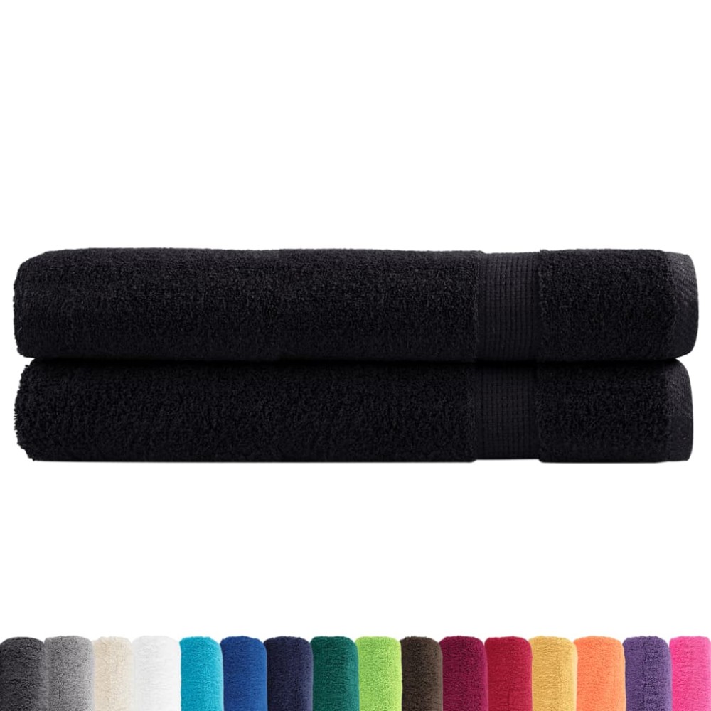 vidaXL Prosoape premium SOLUND 2 buc. negru 100x200 cm 600 gsm