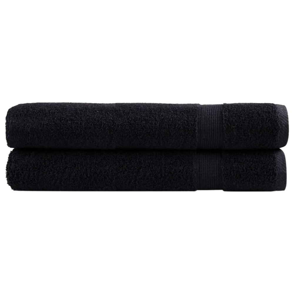 vidaXL Prosoape premium SOLUND 2 buc. negru 100x200 cm 600 gsm