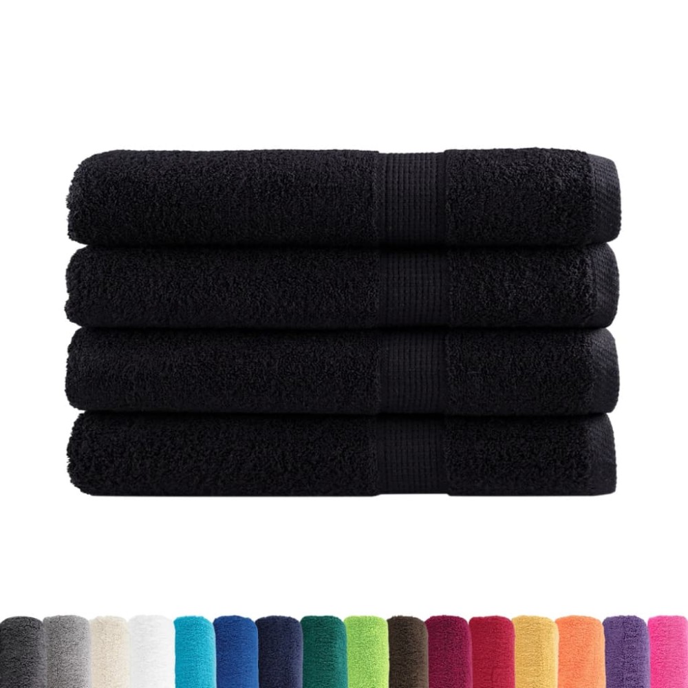 vidaXL Prosoape premium SOLUND 4 buc. negru 100x200 cm 600 gsm
