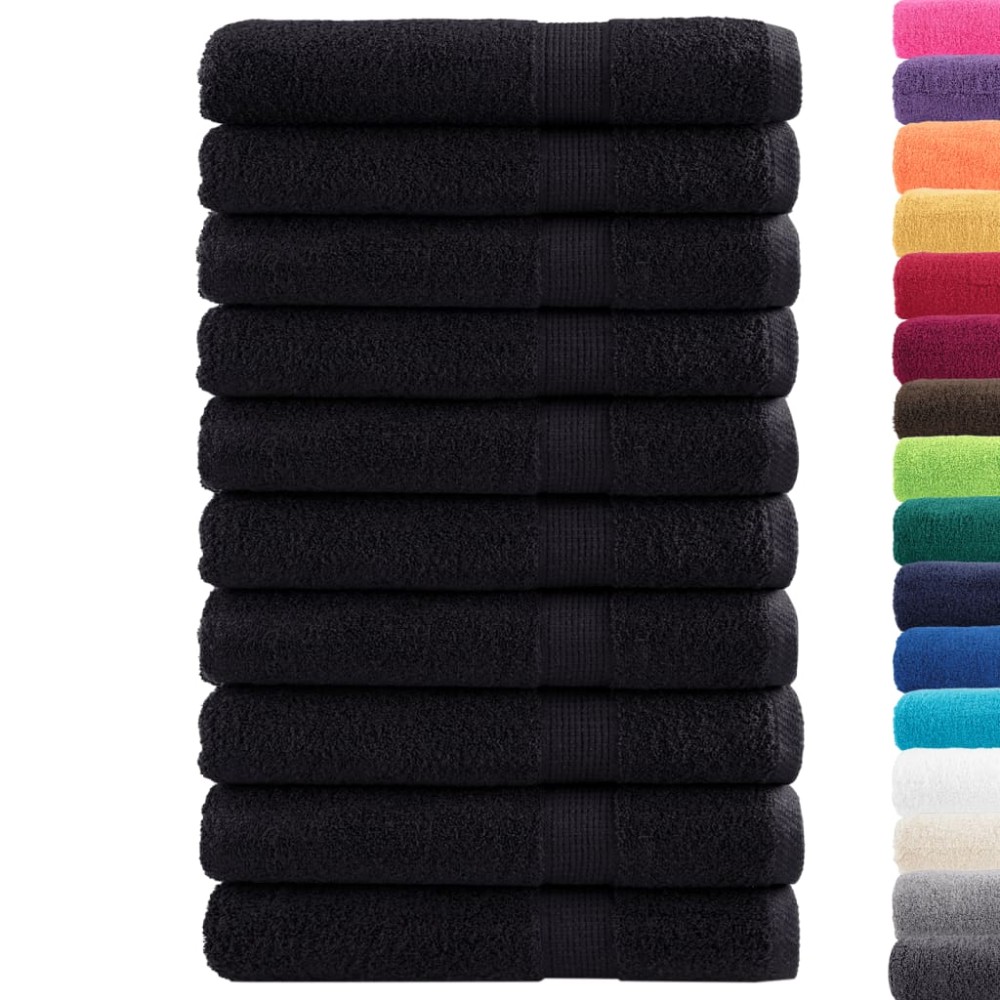 vidaXL Prosoape premium SOLUND 10 buc. negru 100x200 cm 600 gsm