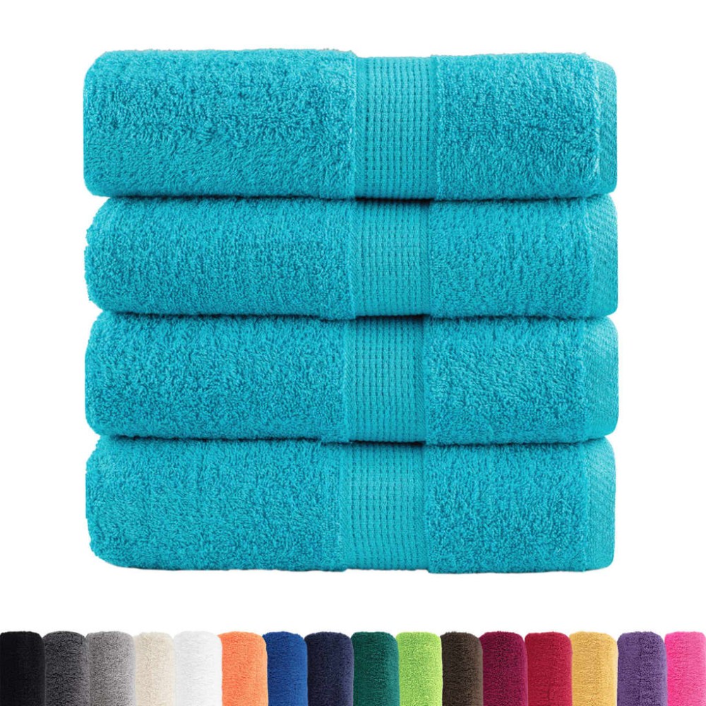 vidaXL Prosoape de baie premium SOLUND, 4 buc., turcoaz, 30x30 cm, 600 g/m²