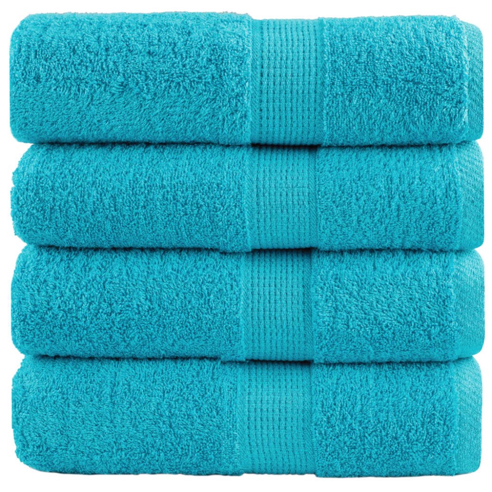 vidaXL Prosoape de baie premium SOLUND, 4 buc., turcoaz, 30x30 cm, 600 g/m²