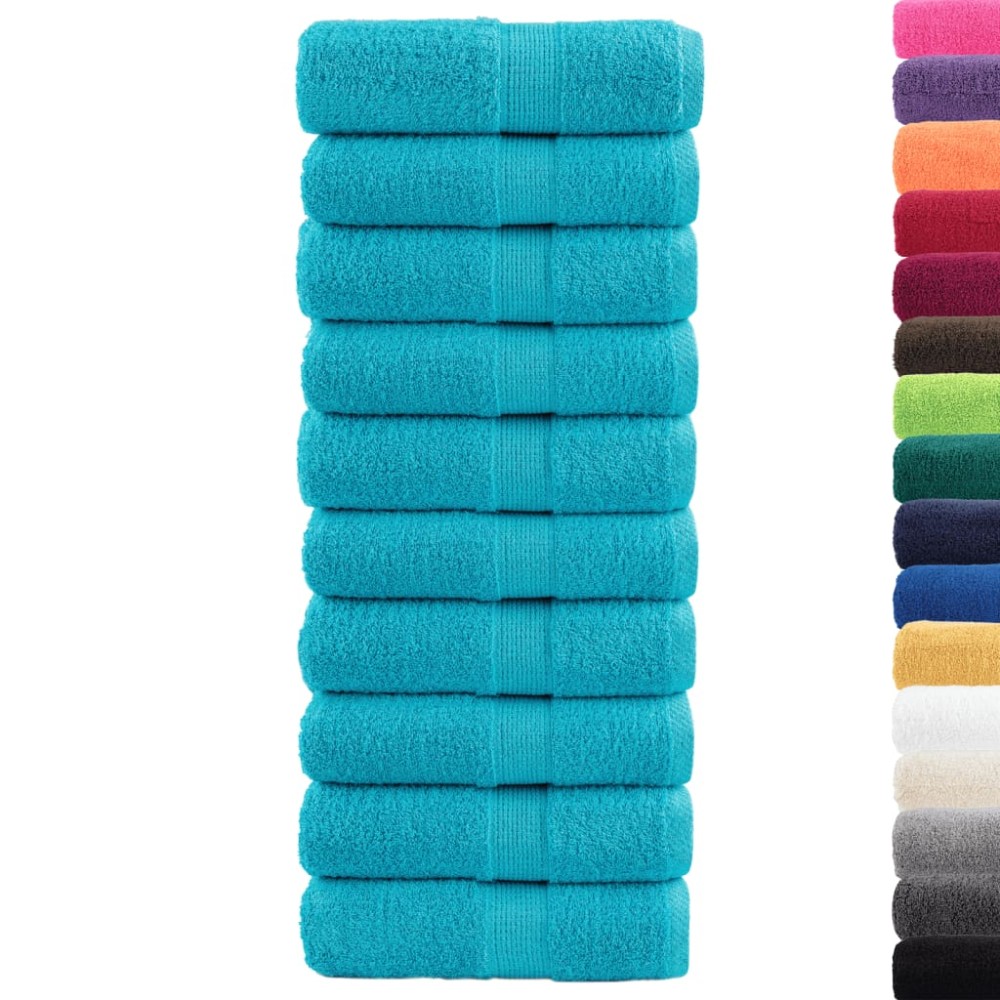 vidaXL Prosoape de baie premium SOLUND, 10 buc., turcoaz, 30x30 cm, 600 g/m²