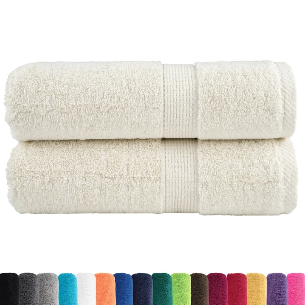 vidaXL Prosoape de baie premium SOLUND, 2 buc., crem, 30x30 cm, 600 g/m²