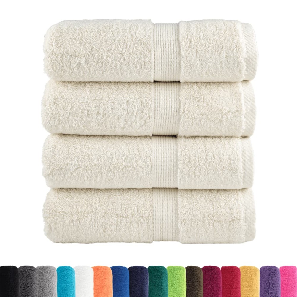 vidaXL Prosoape de baie premium SOLUND, 4 buc., crem, 30x30 cm, 600 g/m²