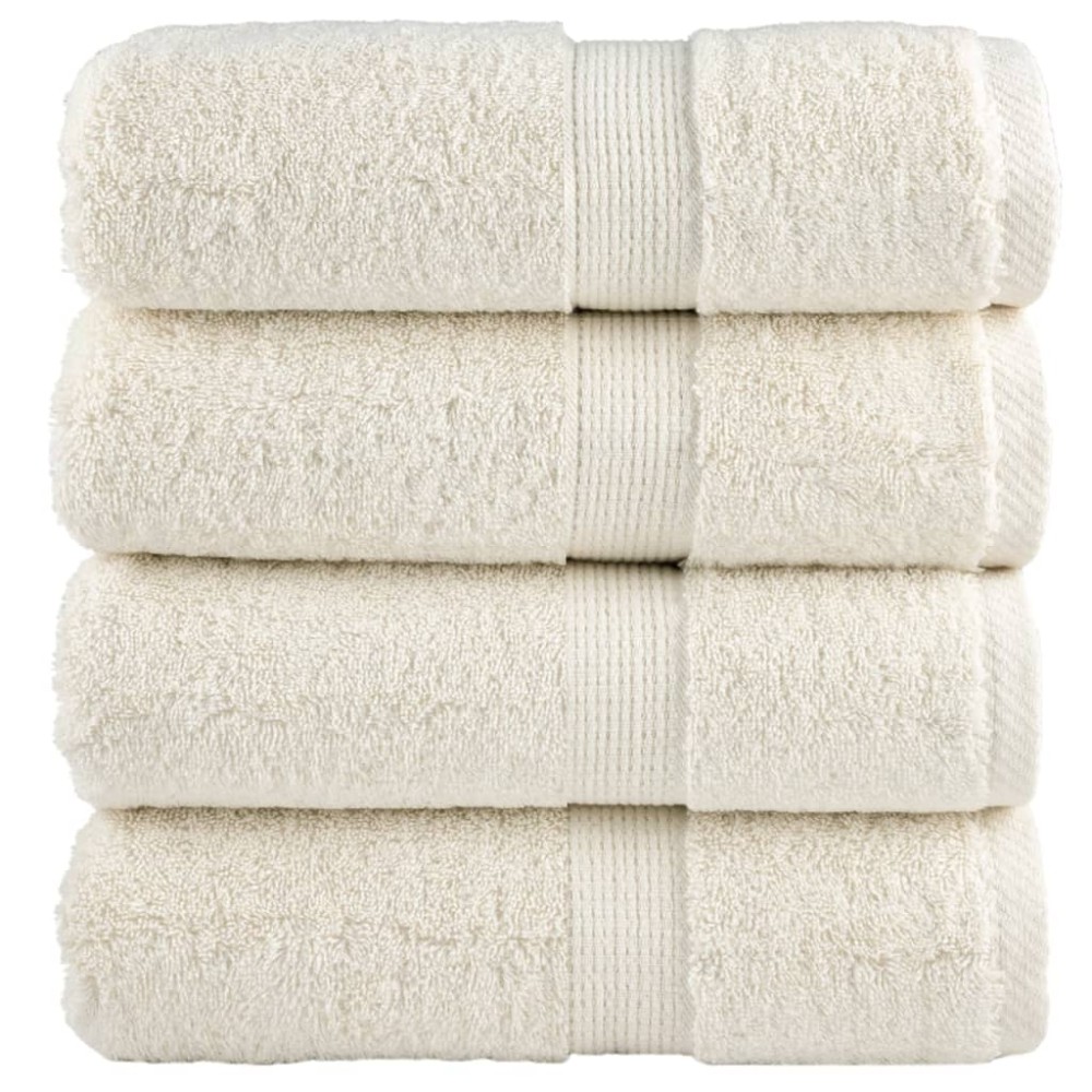 vidaXL Prosoape de baie premium SOLUND, 4 buc., crem, 30x30 cm, 600 g/m²