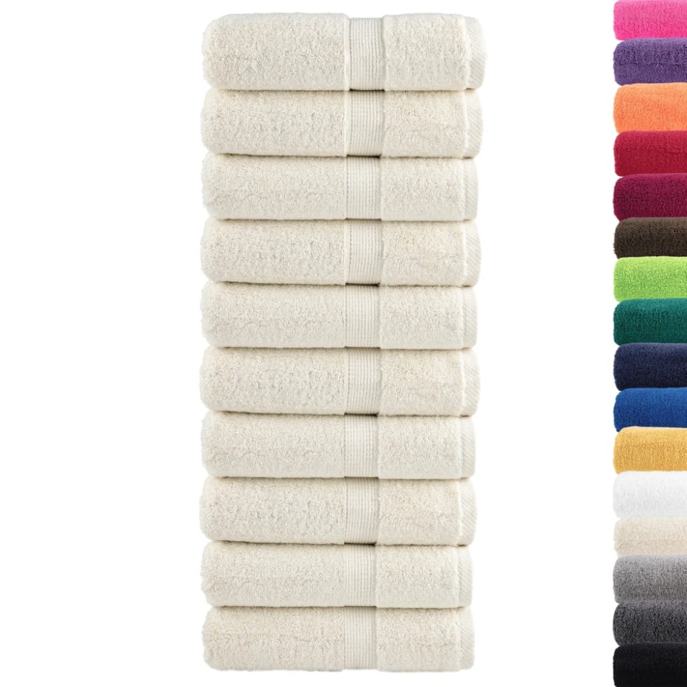 vidaXL Prosoape de baie premium SOLUND, 10 buc., crem, 30x30 cm, 600 g/m²