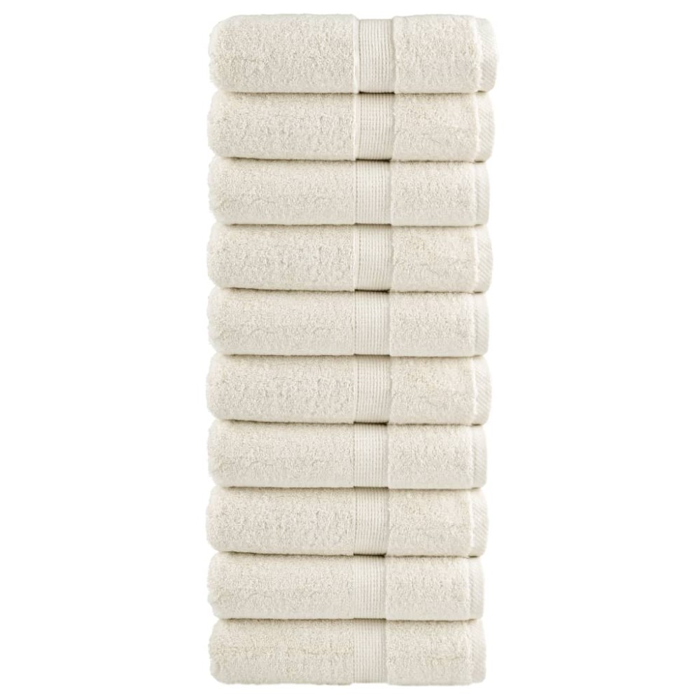vidaXL Prosoape de baie premium SOLUND, 10 buc., crem, 30x30 cm, 600 g/m²