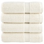 vidaXL Prosoape de duș premium SOLUND 4 buc. crem 70x140 cm 600 gsm vidaXL Prosoape de duș premium SOLUND 4 buc. crem 70x140 cm 600 gsm
