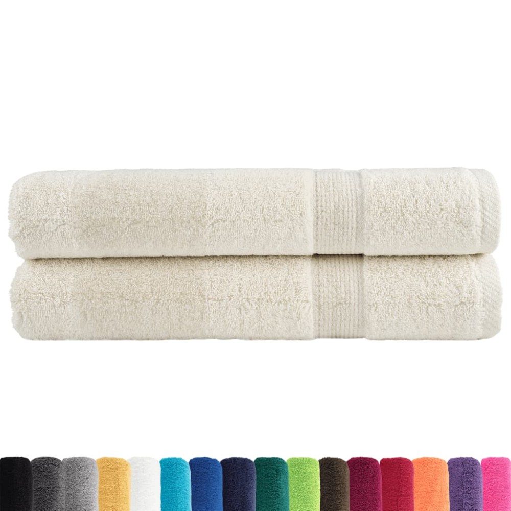 vidaXL Prosoape premium SOLUND 2 buc. crem 100x200 cm 600 gsm