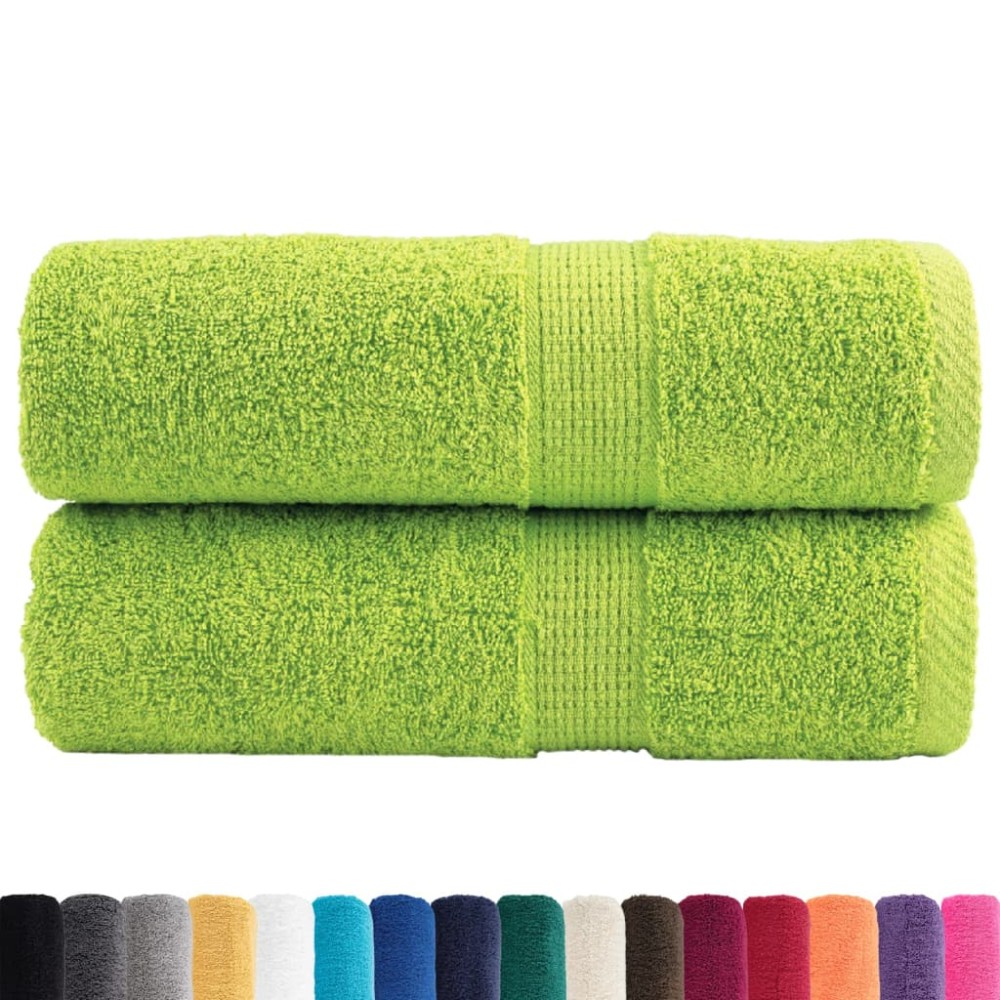 vidaXL Prosoape de baie premium SOLUND, 2 buc., verde măr, 30x30 cm, 600 g/m²