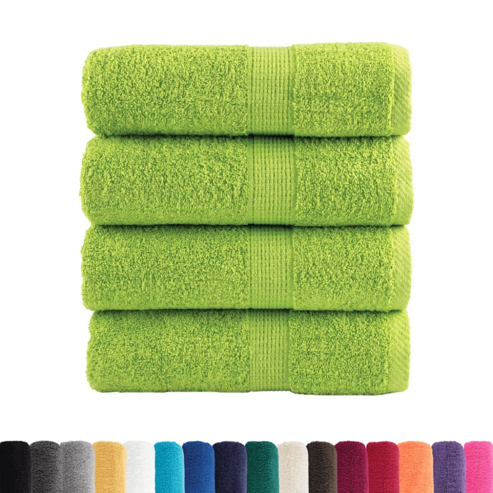 vidaXL Prosoape de baie premium SOLUND, 4 buc., verde măr, 30x30 cm, 600 g/m²
