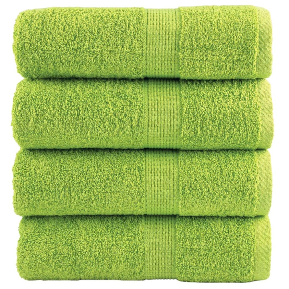 vidaXL Prosoape de baie premium SOLUND, 4 buc., verde măr, 30x30 cm, 600 g/m²