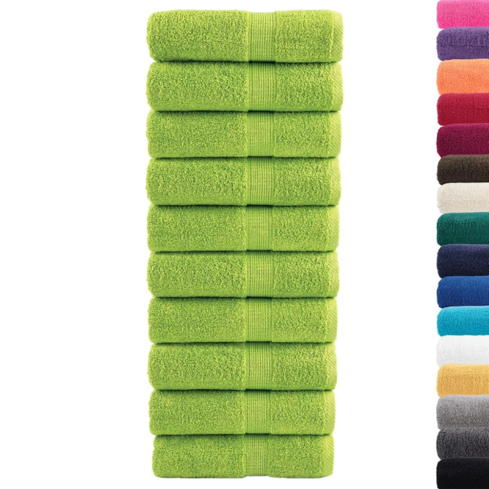 vidaXL Prosoape de baie premium SOLUND, 10 buc., verde măr, 30x30 cm, 600 g/m²