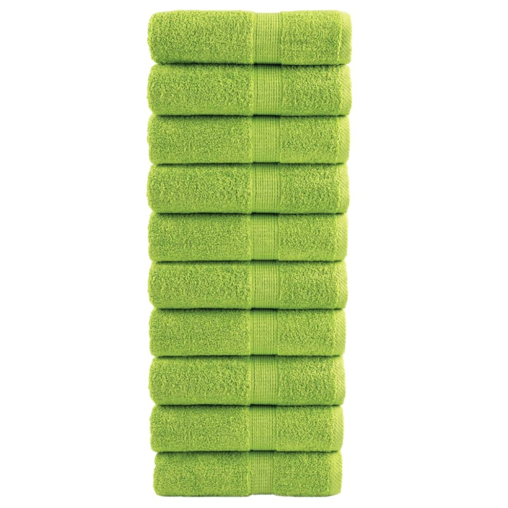 vidaXL Prosoape de baie premium SOLUND, 10 buc., verde măr, 30x30 cm, 600 g/m²