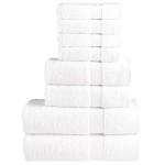 vidaXL Set de prosoape premium SOLUND, 8 piese, alb, 600 g/m² vidaXL Set de prosoape premium SOLUND, 8 piese, alb, 600 g/m²